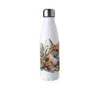 Purely Home Cat Mum Stainless Steel Water Bottle - Ginger Cat Gifts For Animal Lovers - Double Walled 500Ml Metal Hot/cold Drinks Bottle