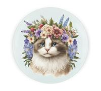 Purely Home Cat Round Glass Worktop Saver - Textured Chopping Board Worktop Protector