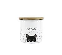 Purely Home Cat Treats Storage Canister - Peeping Black Cat Metal Enamel Medium Storage Container Pet Treats Tin
