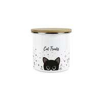 Purely Home Cat Treats Storage Canister - Peeping Black Cat Metal Enamel Medium Storage Container Pet Treats Tin