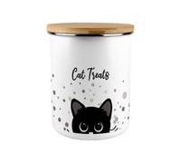 Purely Home Cat Treats Storage Canister - Peeping Kitten Large Enamel Pet Food Container Gift For Cat Owners
