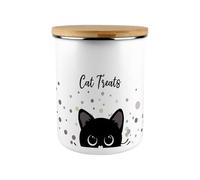 Purely Home Cat Treats Storage Canister - Peeping Kitten Large Enamel Pet Food Container Gift for Cat Owners