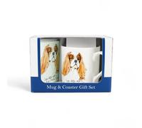 Purely Home Cavalier Spaniel Mug & Coaster Gift Set - Lifes Better With A Cavalier Spaniel - Bone China Mug And Glass Coaster Set