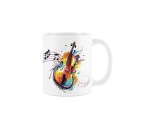 Purely Home Cello Mug - Colourful Musical String Instrument Abstract White Tea Coffee Gift Present Mug