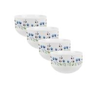 Purely Home Ceramic Cereal Bowl 4pcs - Floral 650ml Decorative Dinnerware Bowl Set of 4 for Soup/Cereal, Blooming Lovely Flowers