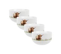 Purely Home Ceramic Cereal Bowl 4pcs - Highland Cow 650ml Dinnerware Bowl Set of 4 for Soup/Cereal