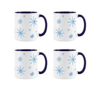 Purely Home Ceramic Snowflakes Christmas Mugs Tea/coffee Christmas Gift - 4X Mugs