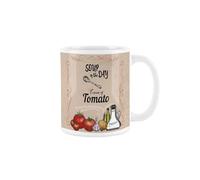 Purely Home Ceramic Soup Mug - Cream of Tomato Soup of The Day White & Red - Tea/Coffee Gift Present Mug