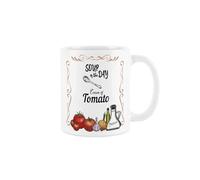 Purely Home Ceramic Soup Mug - Cream of Tomato Soup of The Day White - Tea/Coffee Gift Present Mug