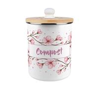 Purely Home Cherry Blossom Compost Caddy - Enamel 2L Kitchen Food Waste Bin