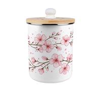 Purely Home Cherry Blossom Food Waste Caddy - Enamel 2L Kitchen Compost Bin