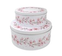 Purely Home Cherry Blossom Round Cake Tin Set - Floral Bakeware Storage Gifts For Her