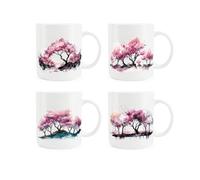 Purely Home Cherry Blossom Trees Bone China Mugs - Set Of 4