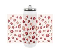 Purely Home Cherry Fruits Large Drinking Can Flask With Straw