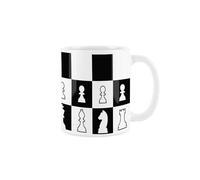 Purely Home Chess Mug - Black & White Chess Board Games/Hobbies - Ceramic Tea/Coffee Games Gift Cup