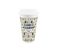 Purely Home Chief Accountant Ceramic Travel Mug - Reusable Silicone Lid Insulated Drinks Flask Cup Gift