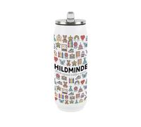 Purely Home Childminder Flask with Straw - Novelty Gifts for Babysitters - Reusable Stainless-Steel Cold Drinks Travel Mug 500ml (17 fl oz)