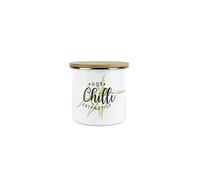 Purely Home Chilli Green Herbs Storage Canister - White And Green Classic Cooking Herbs Metal Enamel Food Storage Container