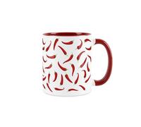 Purely Home Chilli Pepper Mug - Live Life with a Little Spice - Tea/Coffee Ceramic Red & White Cup Novelty Gift/Present