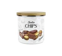 Purely Home Chocolate Chips Storage Canister - The Bakery Range - White Metal Enamel Kitchen Food Pantry Jar