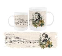 Purely Home Chopin Coffee Mug - Classical Music Ballade No 4 Composer Portraits, 400ml Bone China Cup Gifts for Music Lovers - Frederic Chopin