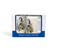 Purely Home Chopin Mug & Coaster Gift Set - Classical Music Ballade No 4 Composer Portrait Gifts for Music Lovers