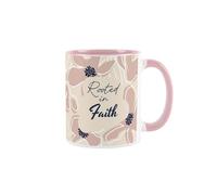 Purely Home Christian Mug - Rooted in Faith Ephesians Bible Verse Ceramic Coffee Cup God/Jesus Religious Gifts for Christian Women