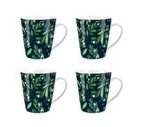 Purely Home Christmas Botanical Mistletoe Small Latte Mugs - Set Of 4