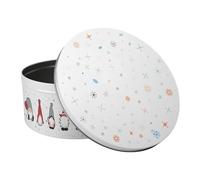 Purely Home Christmas Gonks Large Cake Tin - Festive Winter Kitchen Bakeware Gifts for Xmas - Round Metal Storage Container for Baking 23 x 10cm