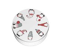 Purely Home Christmas Gonks Small Cake Tin - Festive Kitchen Bakeware Gifts for Xmas - Round Metal Storage Container for Baking 18 x 7cm