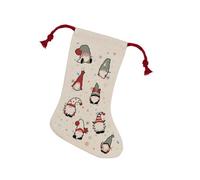 Purely Home Christmas Gonks Stocking - Novelty Xmas Gift/gonk Decor Linen-Style With Red Drawstring Ties