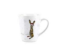 Purely Home Christmas Hare Small Latte Mug - Nature Animals Snowflake Print Ceramic White Tea/Coffee Present Gift