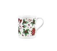 Purely Home Christmas Holly Mug - Festive Traditional Xmas Gifts - Small Bone China Tea/Coffee Cup Present