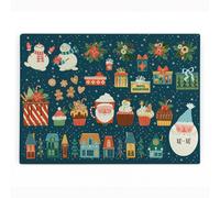 Purely Home Christmas Medley Rectangular Glass Worktop Protector - Festive Chopping Board