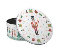 Purely Home Christmas Nutcracker Large Cake Tin - Traditional Festive Kitchen Bakeware Xmas Gifts - Round Metal Storage Container for Baking 23 x 10cm