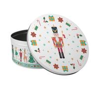 Purely Home Christmas Nutcracker Large Cake Tin - Traditional Festive Kitchen Bakeware Xmas Gifts - Round Metal Storage Container For Baking