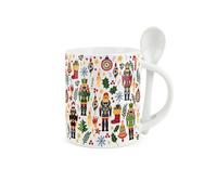 Purely Home Christmas Nutcracker Mug & Spoon Set - Ceramic Hot Chocolate Gift/present