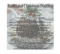 Purely Home Christmas Pudding Recipe Square Glass Worktop Protector Chopping Board