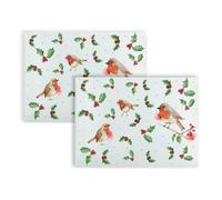 Purely Home Christmas Robins Large Rectangle Worktop Protectors - Set Of 2