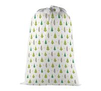 Purely Home Christmas Trees Present Bag - Novelty Xmas Santa Sack White/multi With Drawstring Ties