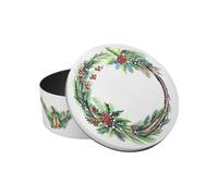 Purely Home Christmas Wreath Small Cake Tin - Festive Foliage Kitchen Bakeware Gifts - Round Metal Storage Container For Baking 18 X 7Cm