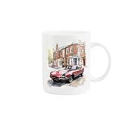 Purely Home Classic Sports Car Mug - Vintage Red Jaguar 60s Car Lover Gift Present - Tea Coffee White Bone China Mug