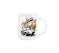 Purely Home Classic Sports Car Mug - Vintage Silver Jaguar 60s Car Lover Gift Present - Tea Coffee White Bone China Mug
