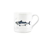 Purely Home Coastal Animals Mackerel Seaside Themed Mug - Fine Bone China White Coffee/Tea Present Gift