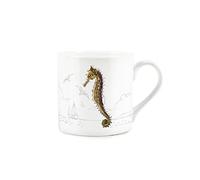 Purely Home Coastal Animals Seahorse Seaside Themed Mug - Fine Bone China White Coffee/Tea Present Gift