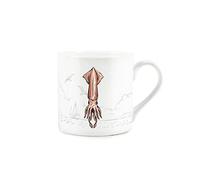 Purely Home Coastal Animals Squid Seaside Themed Mug - Fine Bone China White Coffee/Tea Present Gift