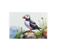Purely Home Coastal Puffins Smooth Glass Worktop Saver - Small Chopping Board