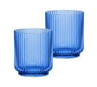 Purely Home Cobalt Blue Plastic Acrylic Outdoor Drinking Cups - Tumblers 15oz Picnic & Camping Drinkware - Set of 2