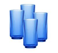 Purely Home Coblat Blue Acrylic Plastic 22Oz Ribbed Jumbo Highball Drinking Cups - Set Of 4
