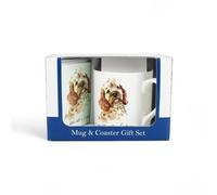 Purely Home Cockapoo Mug & Coaster Gift Set - Lifes Better With A Cockapoo - Bone China Mug And Glass Coaster Set - Present For Dog Lovers